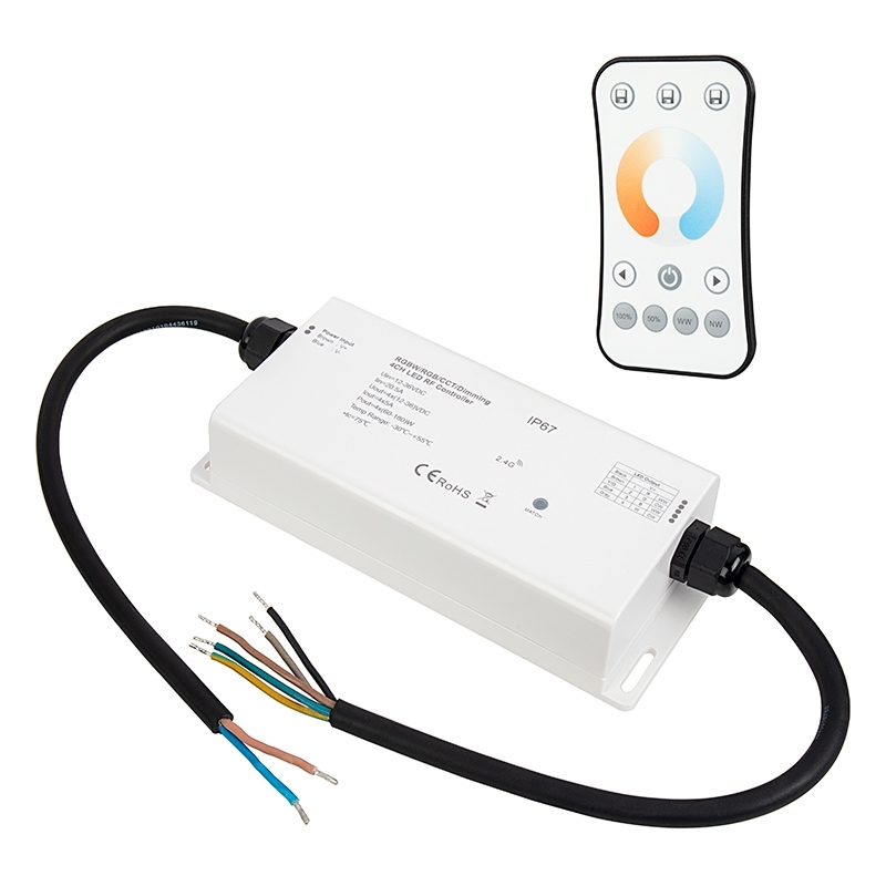 Waterproof 4 Channel Receiver with Tunable White RF Remote - 5 Amps/Channel - DS-CO4-CCT