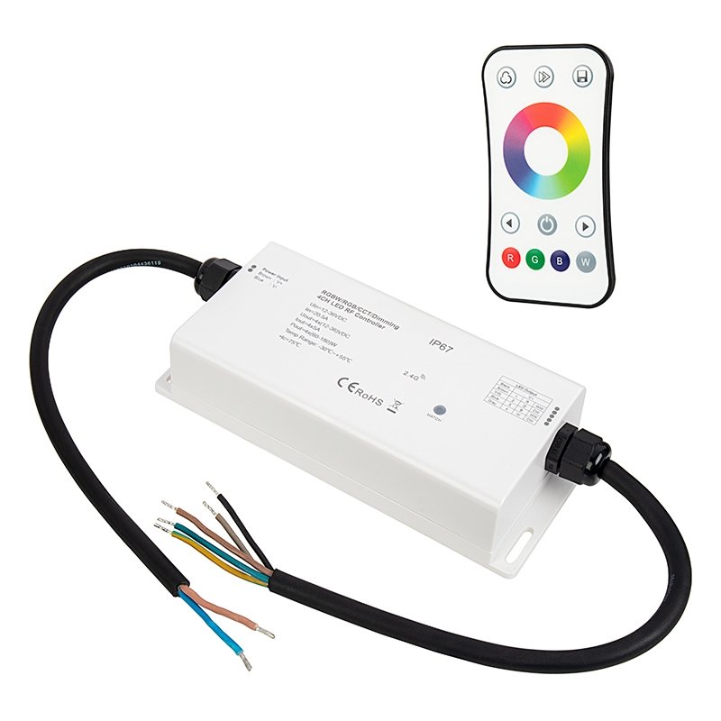 Waterproof 4 Channel Receiver with RGB/RGBW RF Remote - 5 Amps/Channel - DS-CO4-RGBW