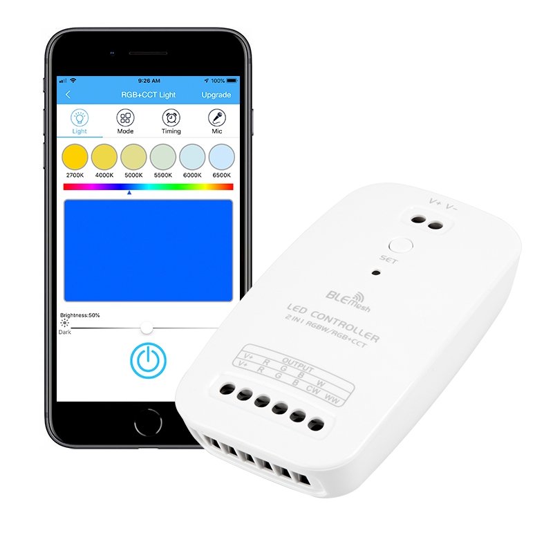Bluetooth RGBW/RGB+Tunable White LED Controller - Smartphone Compatible - 5 Amps/Channel - LF-BL-A2