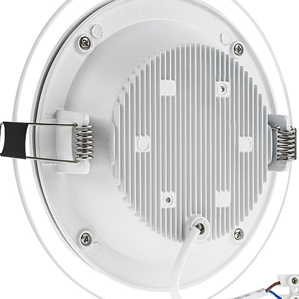 6" Round LED Recessed Light with Decorative Edge Lit Glass Panel Accent Light - 12W