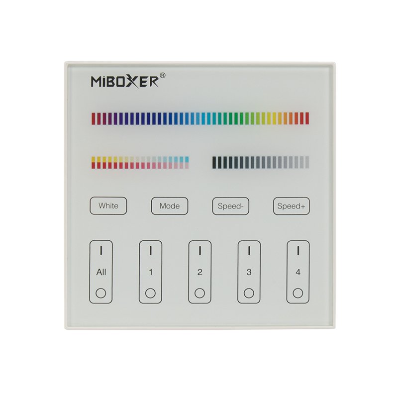 MiBoxer Wireless LED Wall Remote - RGB+CCT 4-Zone Touch Panel - Battery Operated