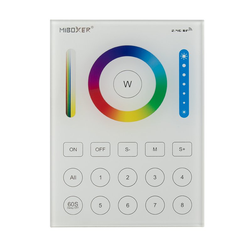 MiBoxer Wireless LED Wall Remote - RGB+CCT 8-Zone Touch Panel - Battery Operated - Click Image to Close