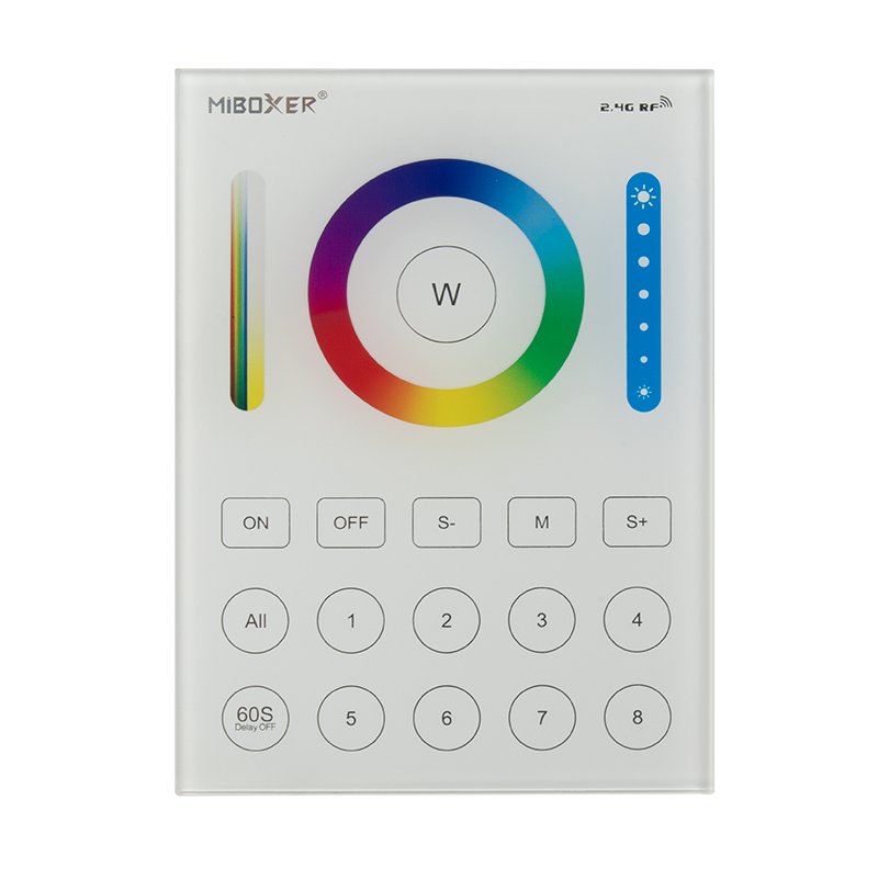 MiBoxer Wireless LED Wall Remote - RGB+CCT 8-Zone Touch Panel - Battery Operated