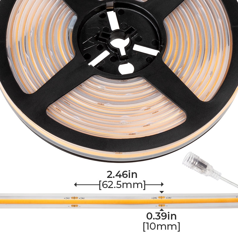 High CRI 90 5MM Ultra-narrow 384LEDs/M High-density White Color Light  Flexible COB LED Strip Lights - DC12/24V - 16.4ft/5m per Roll