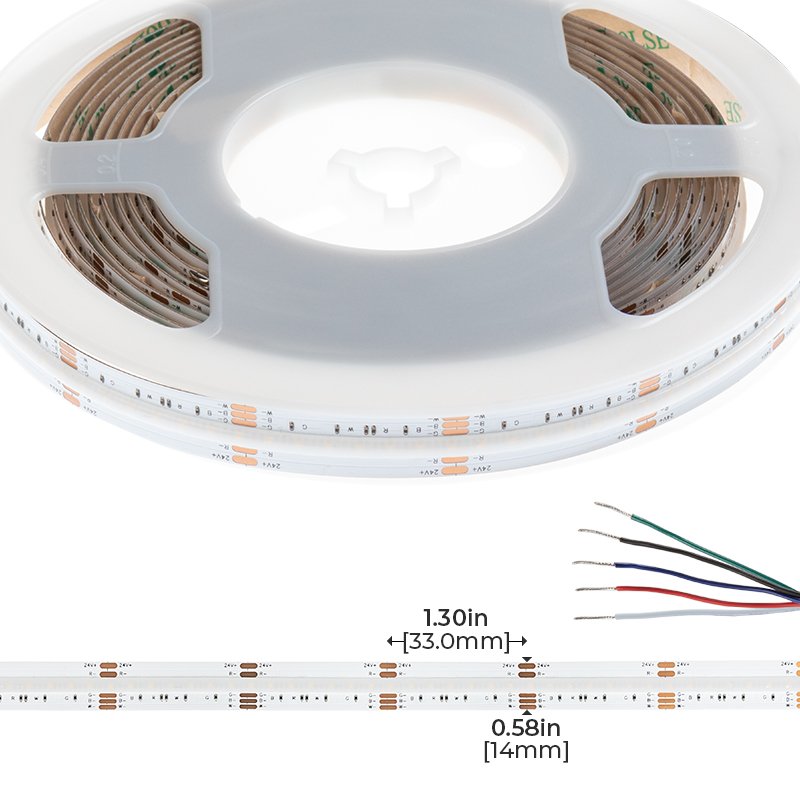 5m RGB+White COB LED Strip Light - COB Series LED Tape Light - IP65 - 24V - RGB+Cool White / RGB+Natural White / RGB+Warm White - Click Image to Close