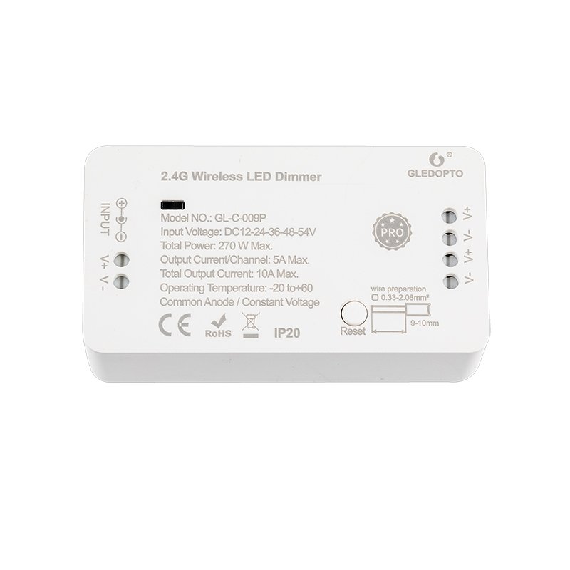 Wireless LED Controller for Single-Color LED Strip Lights - Zigbee Compatible - Optional Remote - 5 Amps / Channel