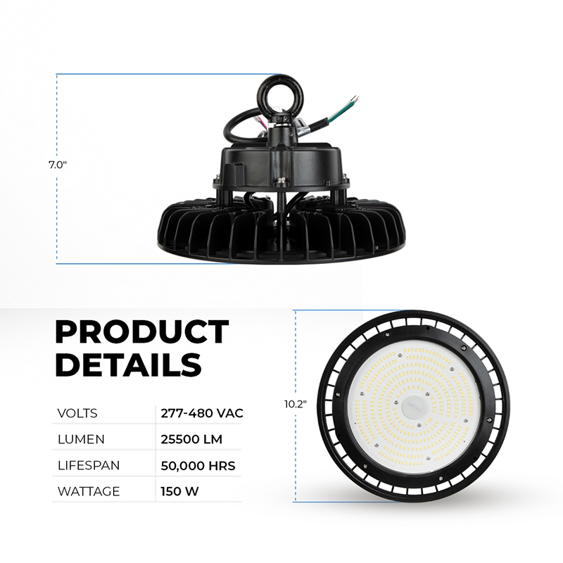 High Voltage LED High Bay Light - 150W - Included Reflector - 277-480 VAC - 25,500 Lumens - 400W MH Equivalent - 5000K