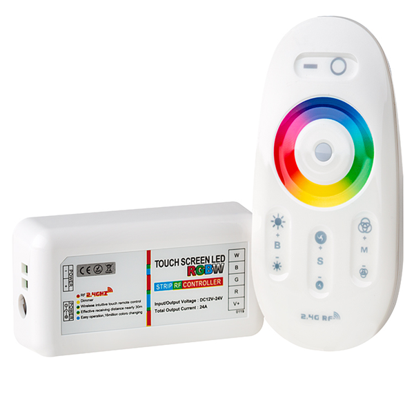 Smartphone or Tablet WiFi Compatible RGB+White Controller w/ RF Touch Color Remote - Click Image to Close