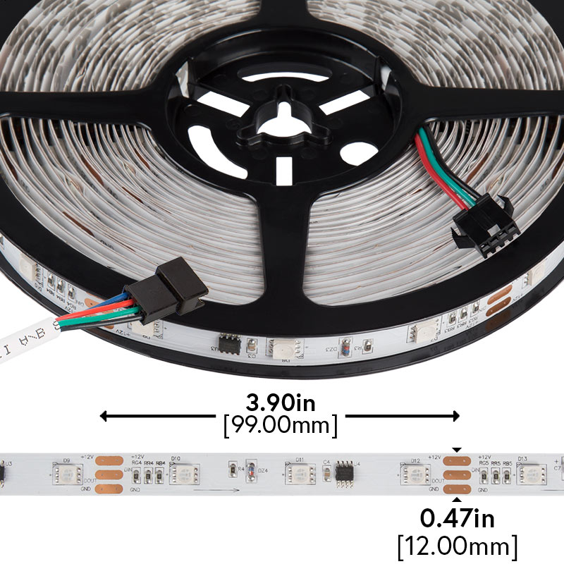 RGB LED Strip Lights - Color Chasing 12V LED Tape Light - 22 Lumens/ft. - Click Image to Close