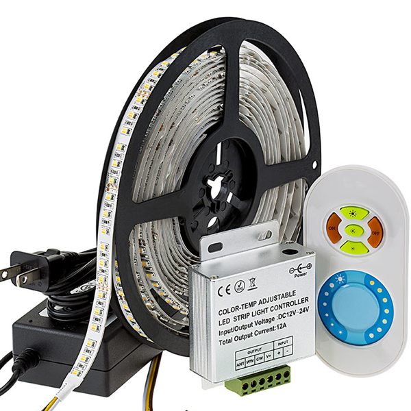 LED Light Strip Full Kit - Variable Color Temperature Flexible LED Tape Light with 36 SMDs/ft., 2 Chip SMD LED 3528