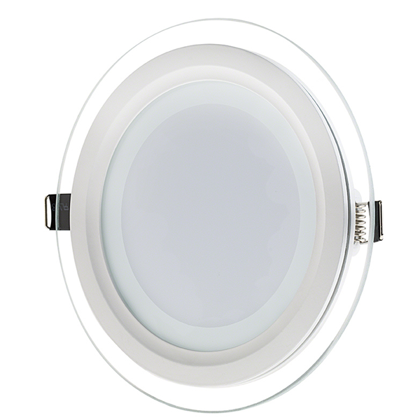 6" Round LED Recessed Light with Decorative Edge Lit Glass Panel Accent Light - 12W - Click Image to Close