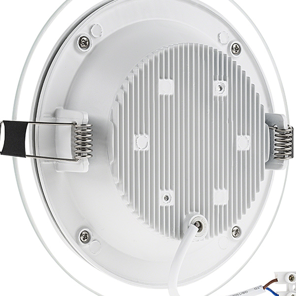 6" Round LED Recessed Light with Decorative Edge Lit Glass Panel Accent Light - 12W - Click Image to Close