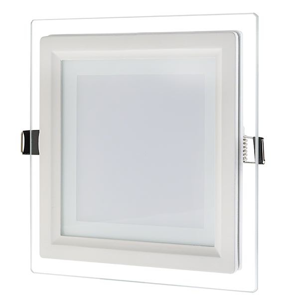6" Square LED Recessed Light with Decorative Edge Lit Glass Panel Accent Light - 12W