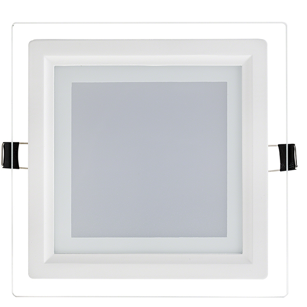 6" Square LED Recessed Light with Decorative Edge Lit Glass Panel Accent Light - 12W - Click Image to Close