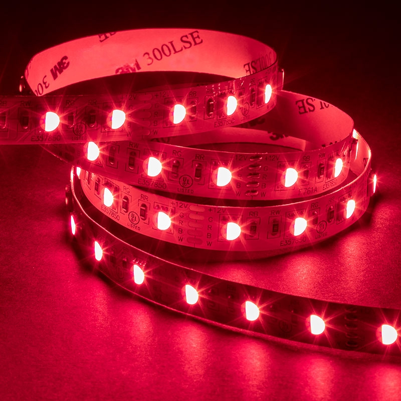 5050 RGBW LED Strip Light - Color-Changing LED Tape Light w/ White and Multicolor LEDs - 12V - IP20 - 122 lm/ft - 4-in-1 Chip