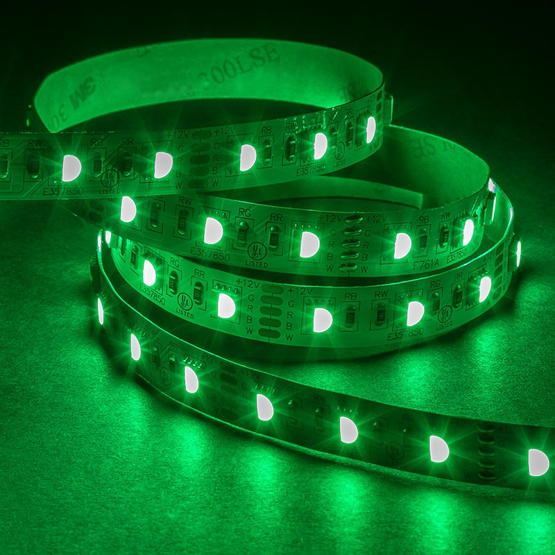 5050 RGBW LED Strip Light - Color-Changing LED Tape Light w/ White and Multicolor LEDs - 12V - IP20 - 122 lm/ft - 4-in-1 Chip