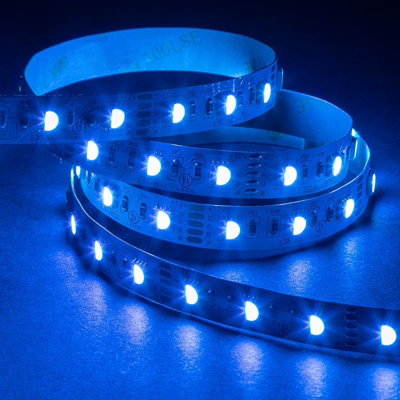 5050 RGBW LED Strip Light - Color-Changing LED Tape Light w/ White and Multicolor LEDs - 12V - IP20 - 122 lm/ft - 4-in-1 Chip - Click Image to Close