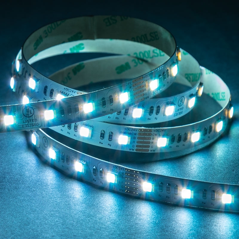 5m RGB+CCT LED Strip Light - 5-in-1 Color-Changing LED Tape Light - 24V - IP20 - RGBCCT - 196.9in (16.40ft) - Click Image to Close