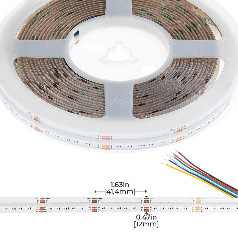 5m RGBW COB LED Strip Light - COB Series LED Tape Light - IP20 - 24V - Click Image to Close