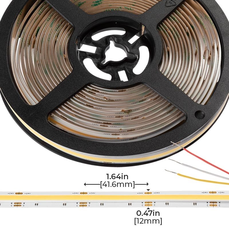 5m Tunable White COB LED Strip Light - COB Series LED Tape Light - 24V - IP20