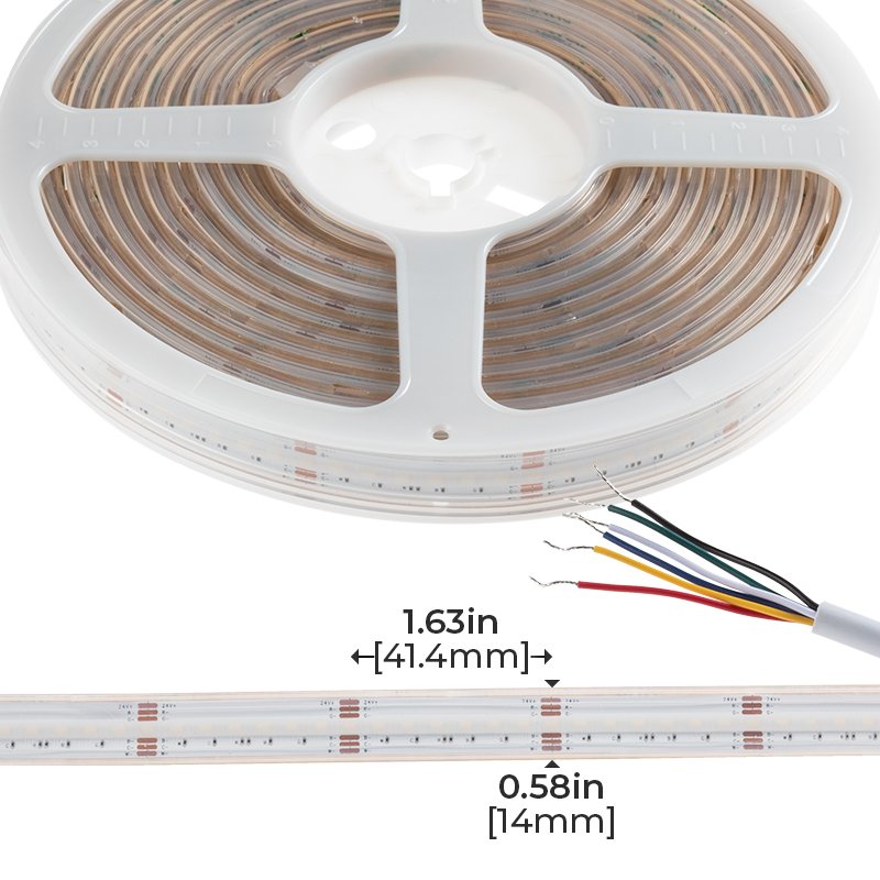 5m RGB+CCT COB LED Strip Light - COB Series LED Tape Light - IP65 - 24V - Click Image to Close