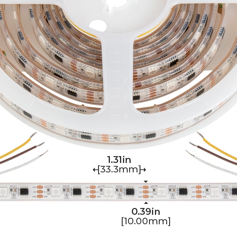 3m Digital RGB LED Strip Light - Single Addressable Color-Chasing LED Tape Light - 5V - IP67 - RGB - Click Image to Close