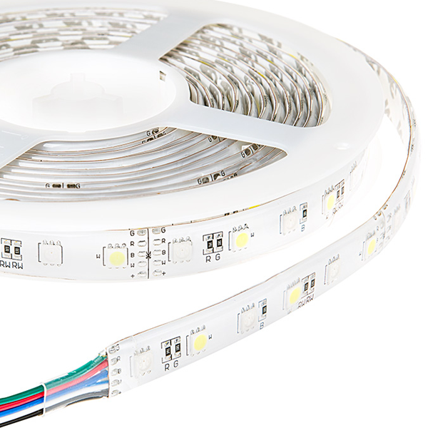 Outdoor LED Strip with Multi Color + White LEDs - Weatherproof LED Tape Light with 18 SMDs/ft., 3 Chip RGBW SMD RGB 5050 - Click Image to Close