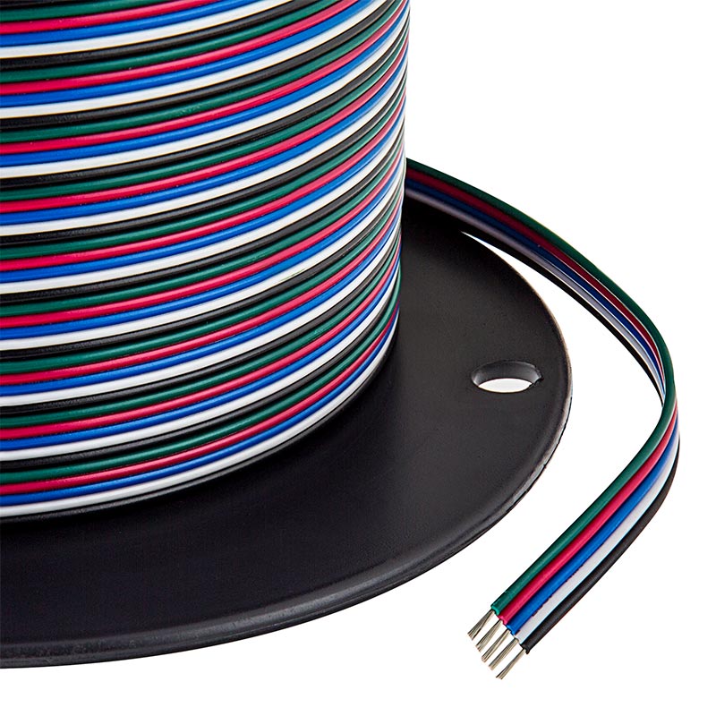 22 Gauge Wire - Five Conductor RGB+W Power Wire - Click Image to Close